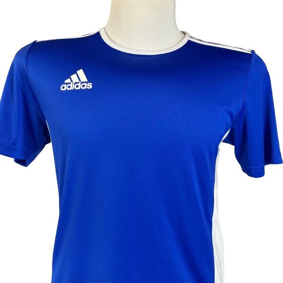 Adidas Shirt Mens Small Blue Soccer Short Sleeves Activewear - Picture 3 of 13